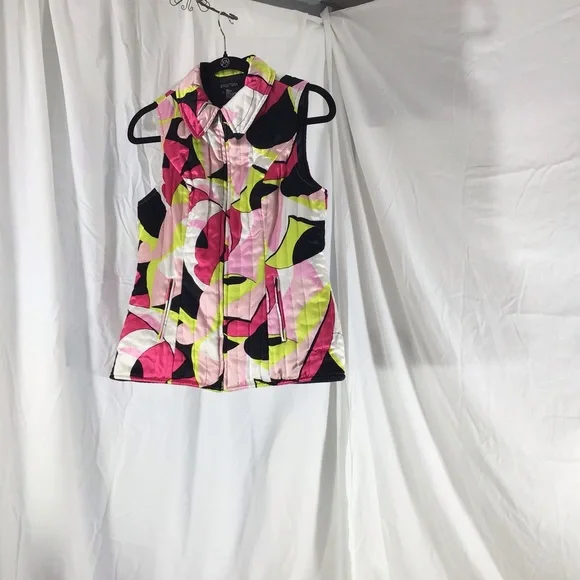 Etcetera Puffy 100% Silk Multi Colored Vest Size 8 - Picture 5 of 13